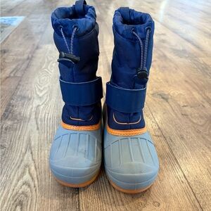 Cat & Jack Navy and Orange Kids Snow Boots